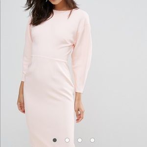 ASOS 80s Clean Dome Sleeve Midi Pencil Dress